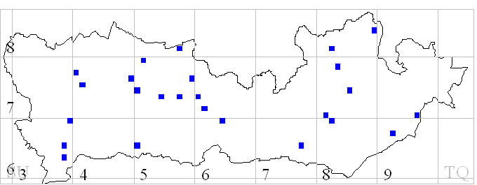 Fig 7. Other breeding 1km squares deduced by analysis of dataset or confirmed by observation